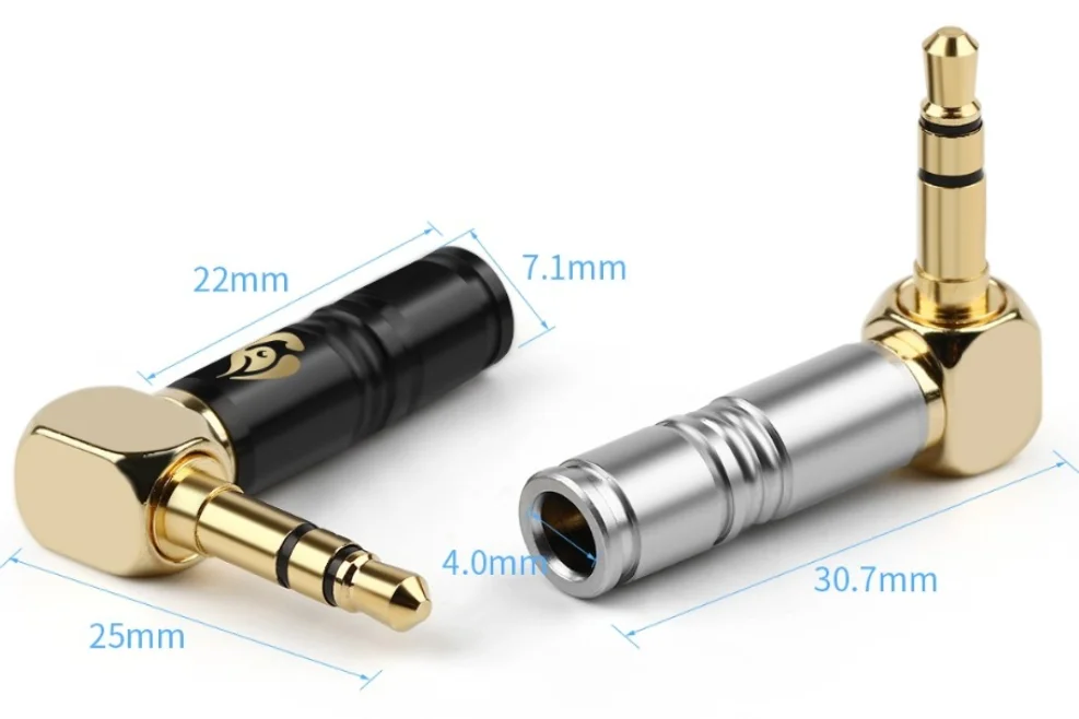 Mini Jack TRS Gold Plated 3.5mm 3 Pole 90 Degree Angled Adapter 