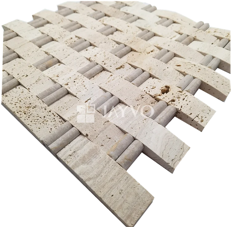 Round and Vaulted Stone Marble Mosaic Tile Beige Color 3D Marble Mosaic Tiles For Craft