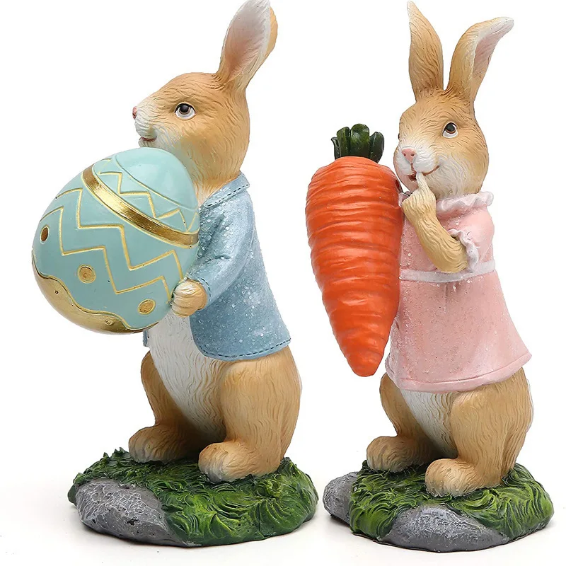 2023 New Resin Easter Bunny Decoration Ornament Carrot Eggs Easter ...