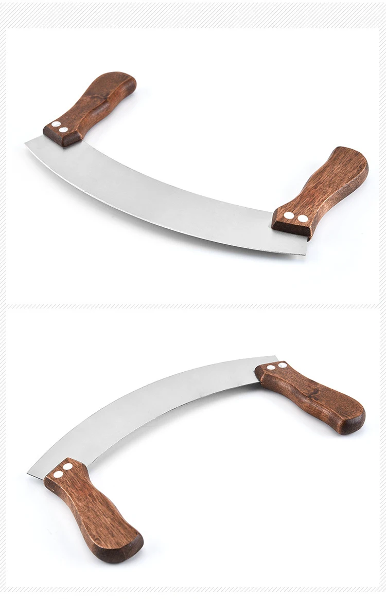 新到货亚马逊热销环保无bpa烘焙工具木柄不锈钢双柄奶酪药草刀