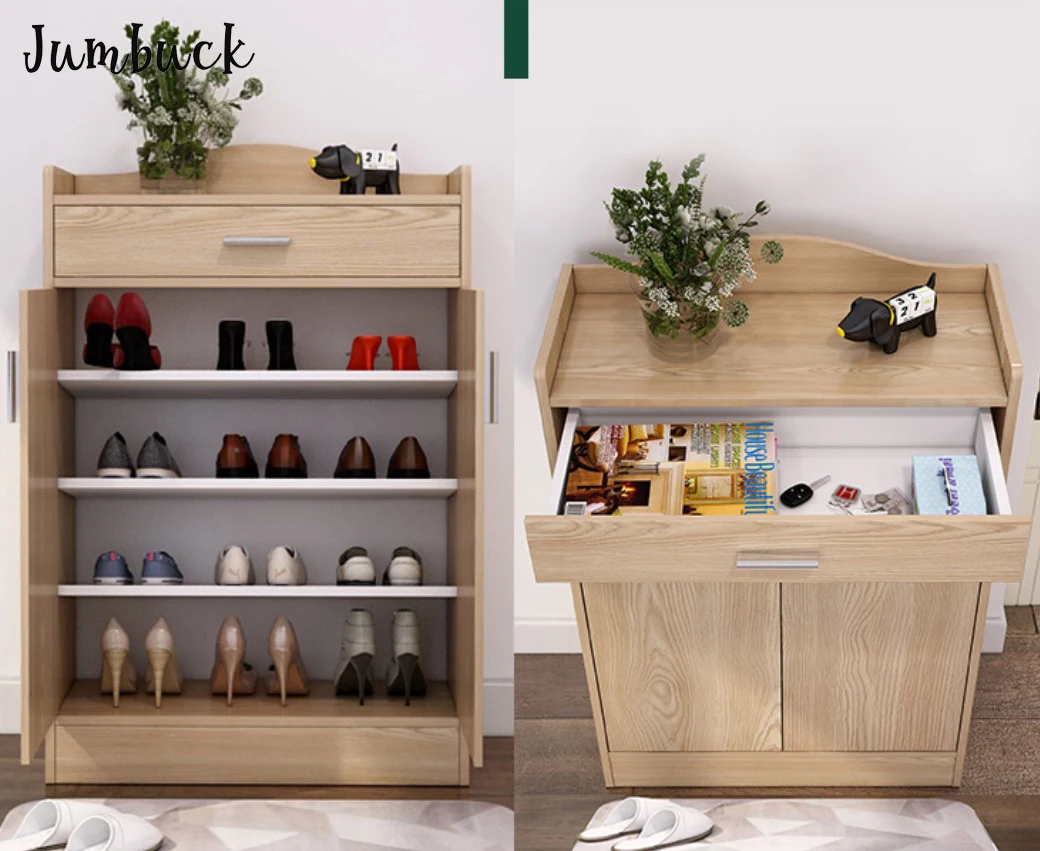 Wooden 2 Door Deodorant Free Standing Shoe Rack Design