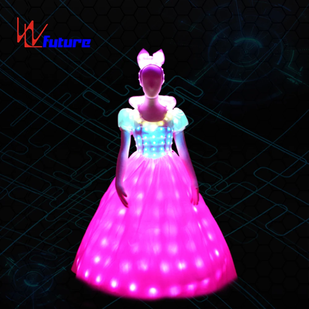 High quality kids led light up princess dress, ballroom led dance costume, lights rave clothes