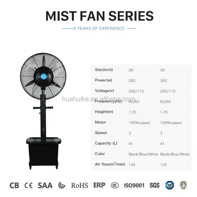 10 Gallon Water Tank Tropic Breeze Portable Misting Fan With 90 Degree Oscillation With Wheels 3
