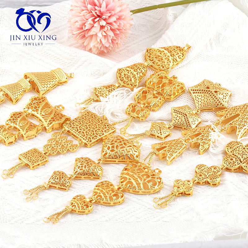 JXX JDZ S28 Indian Style Three Laye Hollow Custom Gold Plated Pendant Stainless Steel