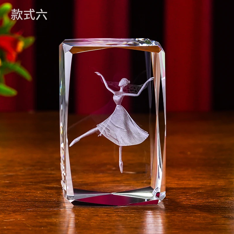 3D ballet laser crystal block crystal crafts souvenir gift for dancer manufacture