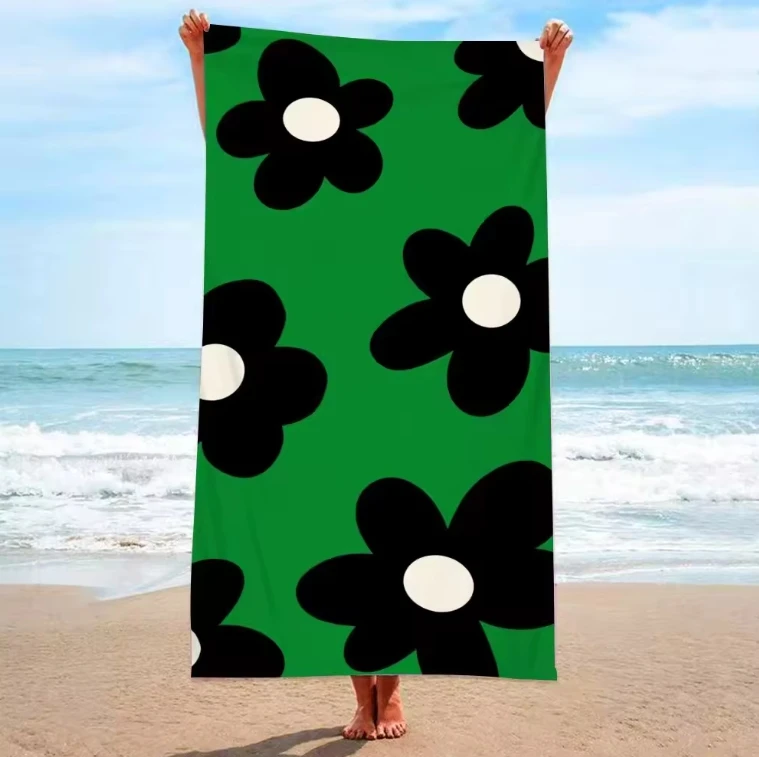 Wholesale 100*180cm Microfiber Beach Towels Customized Checkered Floral Pattern Fashionable Turkish Summer Compressed Travel Gym supplier