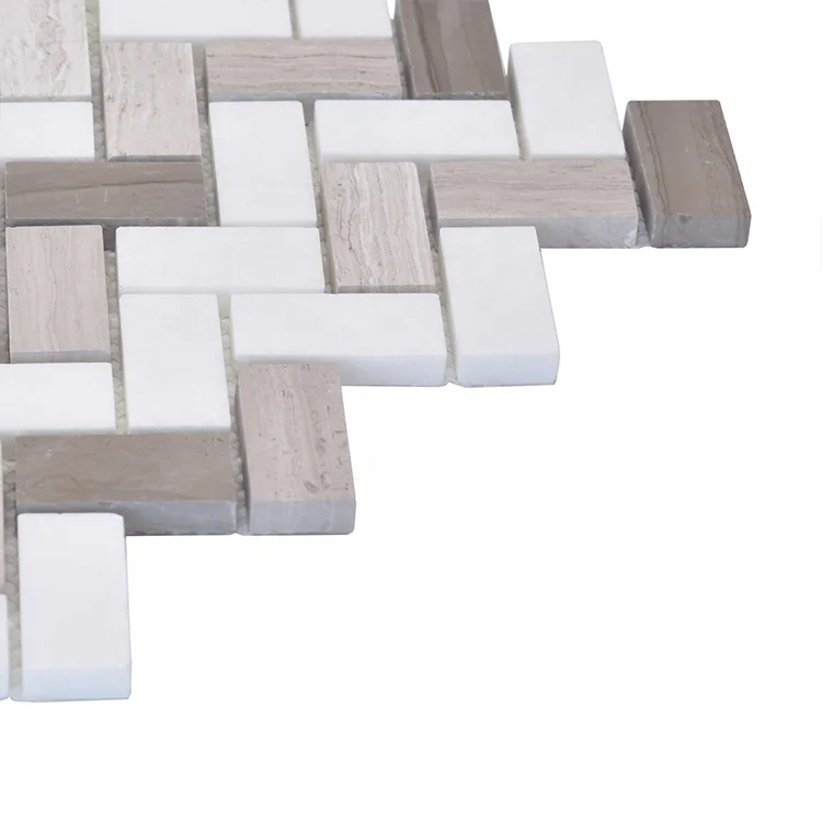 Moonight New Design Fantasy Athens Grey Wooden Grey Thassos Herringbone Mosaic Tile For Bathroom