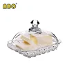 19YRS Glass-Focused History Basket lines transparent glass snack plate with lid and handle butter dish