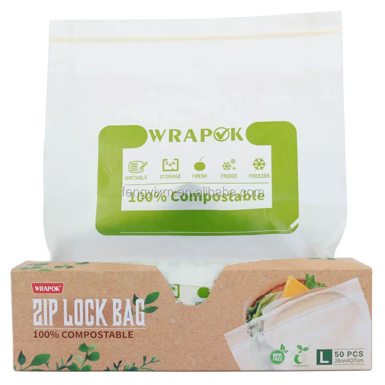 Biodegradable Storage Compostable Plastic Freezer Ziplock Bag Corn ...