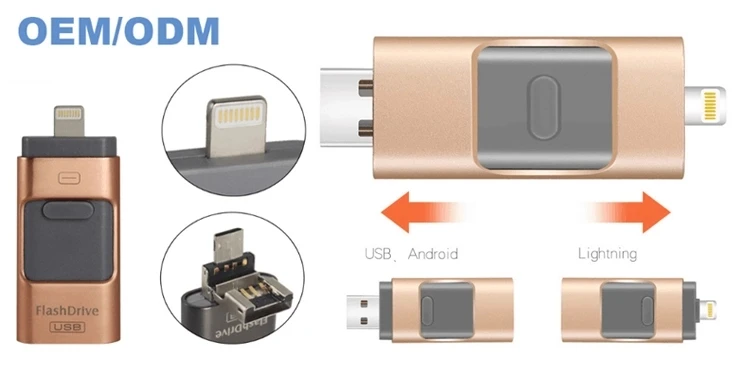 Factory Supply 128Gb 64Gb 3 In 1 Flash Drive Usb Pendrive Tf Card Reader Otg For Phone Ipad Pc Metal Hd 8Gb 32Gb Memory Stick - ANKUX.COM