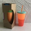 24oz plastic pp eco-friendly BPA free 700ml coffee juice cup temperature sensing magic beer mug color changing