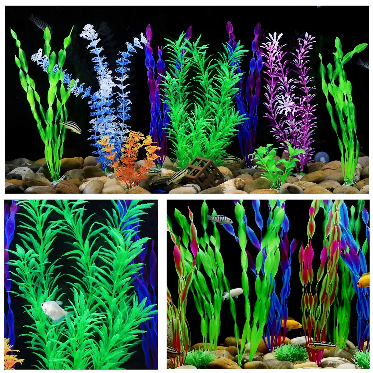 9 Pack Large Aquarium Plants Artificial Aquatic Plants,Simulate Plants