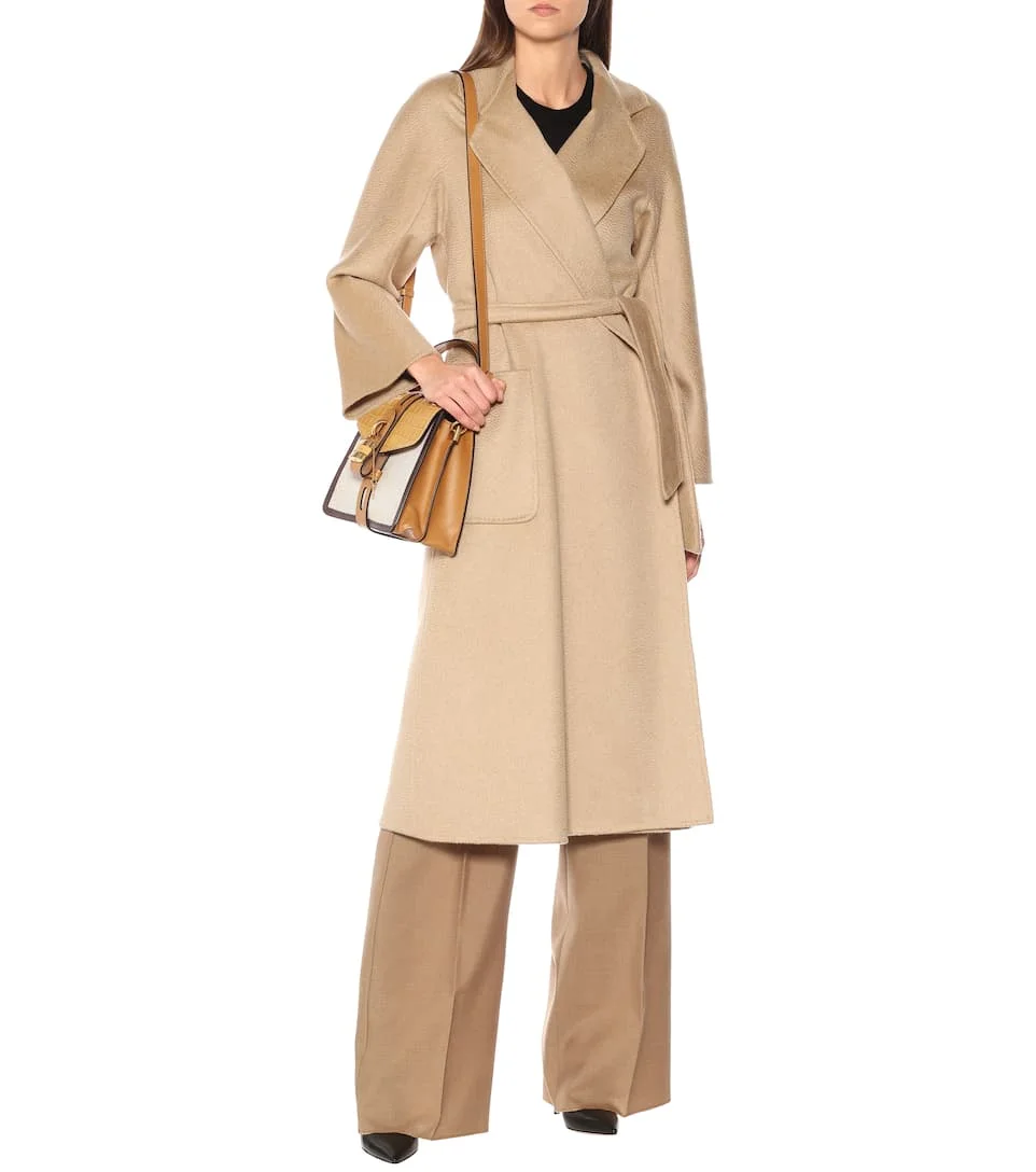classical double-face camel mongolian cashmere coat for winter