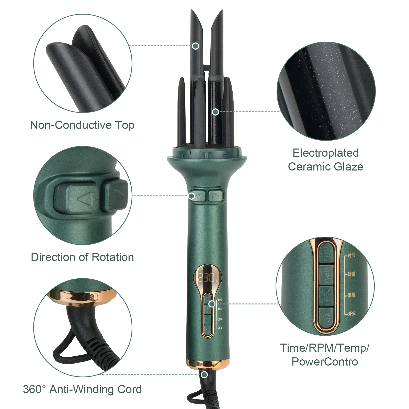 Automatic Antiscald Tulip Hair Curler Auto Rotating Ceramic Hair