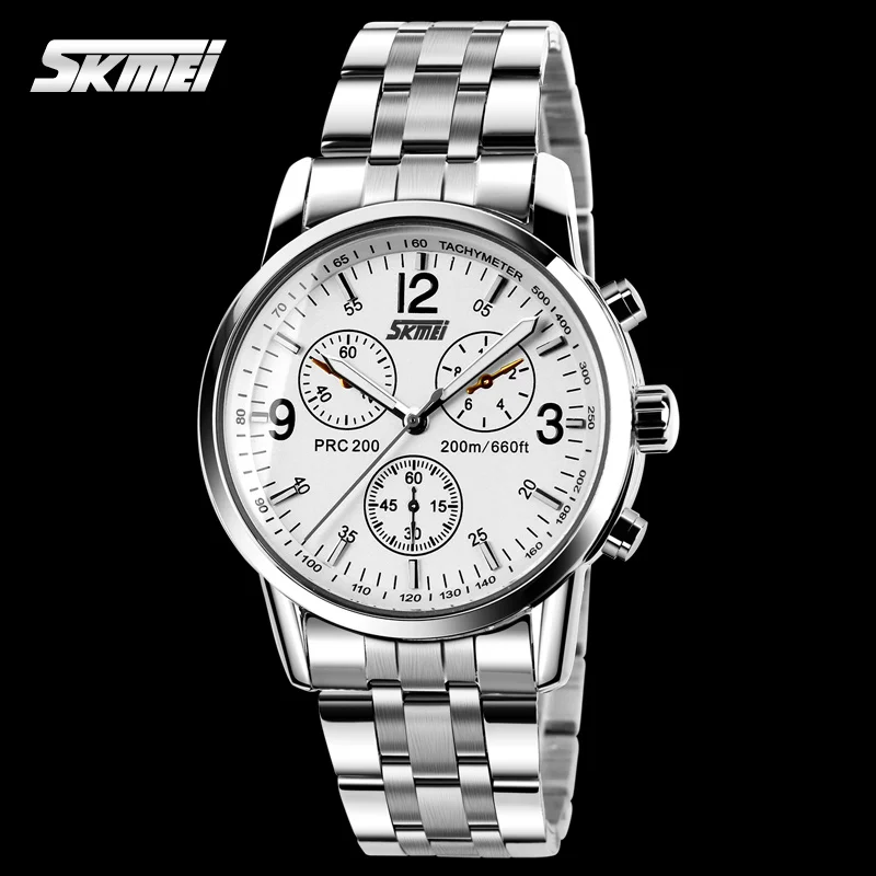 SKMEI 9070 Luxury Stainless Steel Quartz Watch Men Business Male Wrist Watches Clock Relogio Masculino