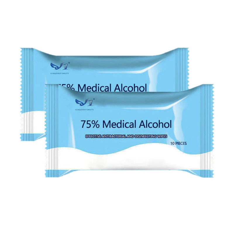 Family of raw materials sanitizing wet wipes 10pcs 75% Alcohol Body wipes Alcohol disinfection Wipes for Home Use