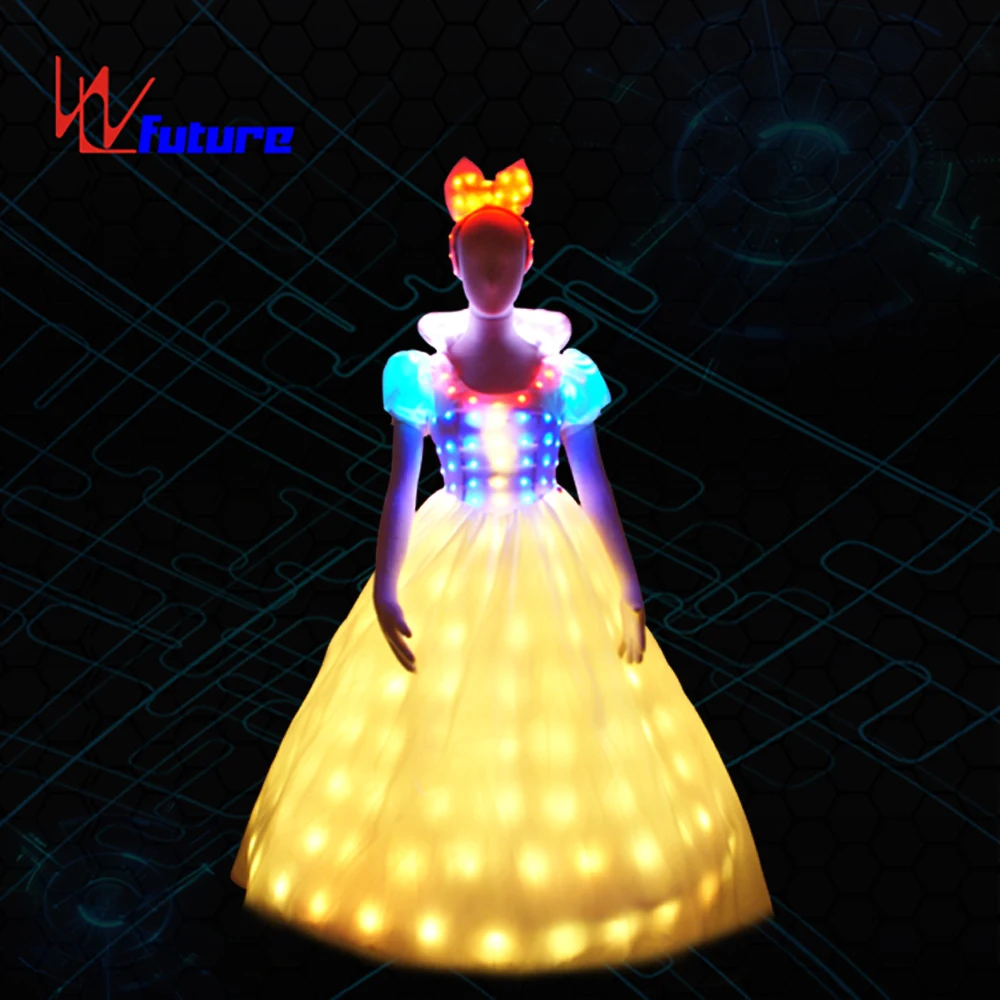 High quality kids led light up princess dress, ballroom led dance costume, lights rave clothes