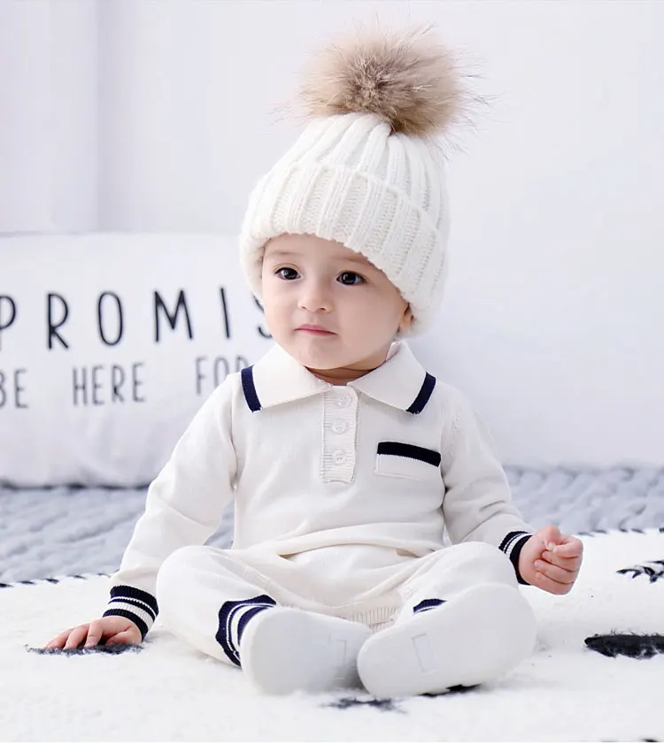Wholesale infant toddlers clothing collar knitted baby romper
