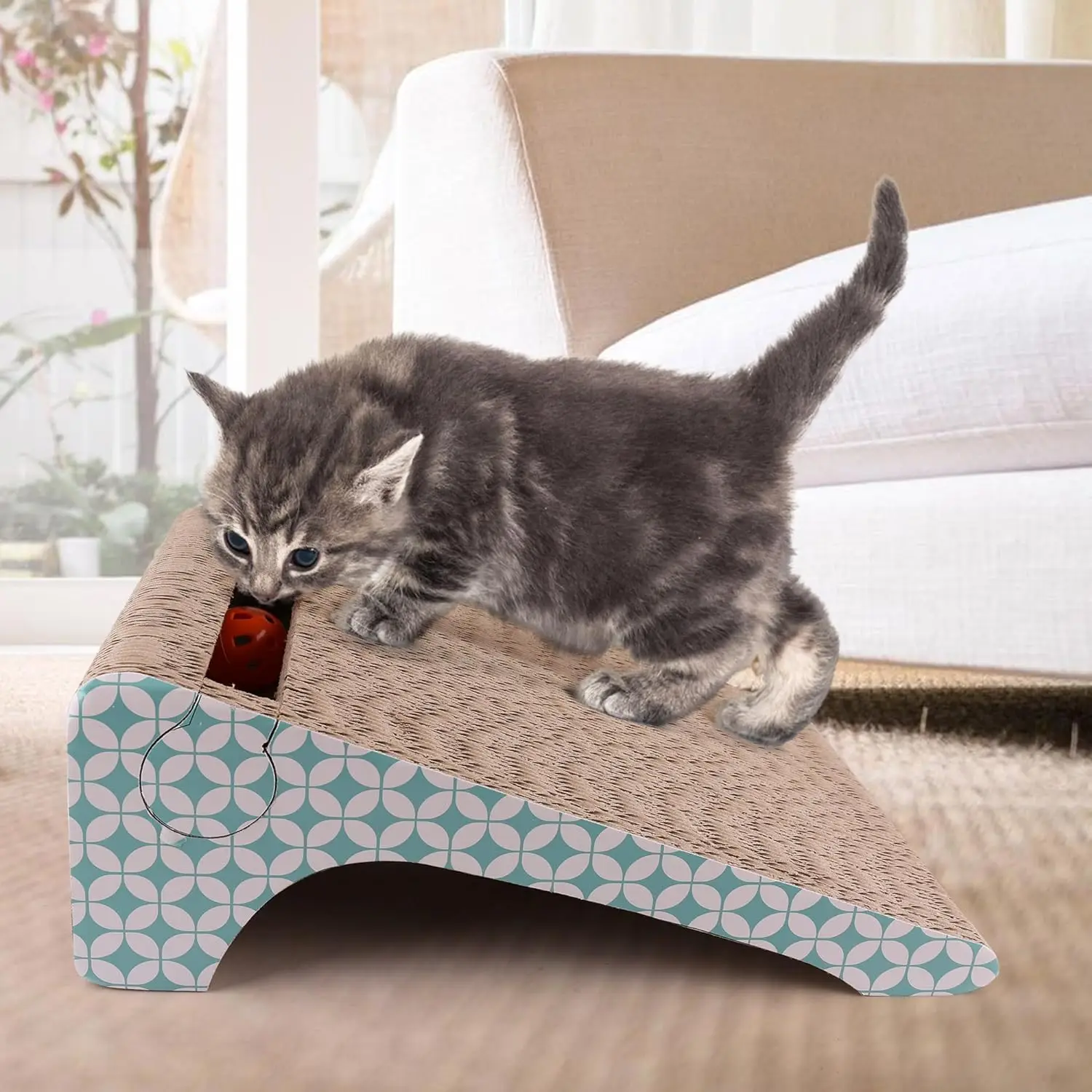 Cat Scratcher Cardboard,Cat Scratching Pad With Ball,2 In 1,Cat Scratch