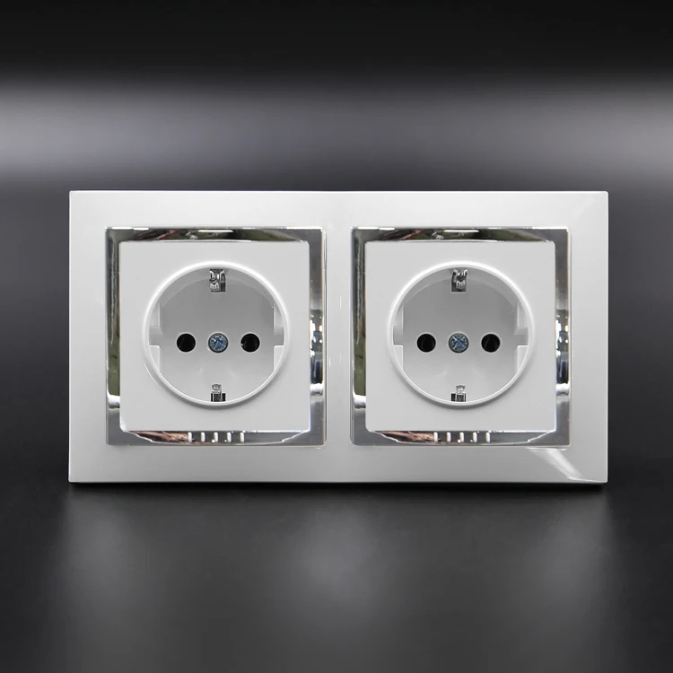 High Quality Silver Frame Multi Socket Wall Sockets Eu 220v Plug Socket