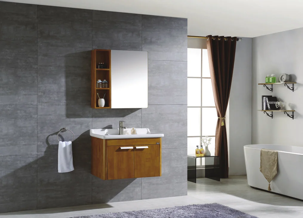 XD-810-60 Pakistan popular Modern design  ceramic basin solid wood corner Vanity bathroom cabinet with mirror