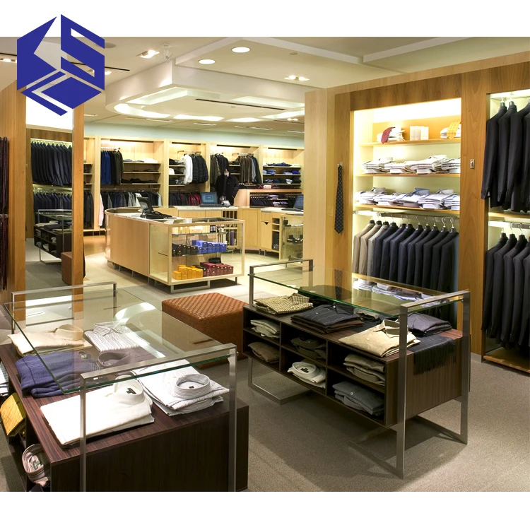 Modern Clothing Store Display Design Metal Clothing Rack Glass Clothing Shop Counter - Buy