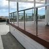 Round inox post single tempered glass railing design