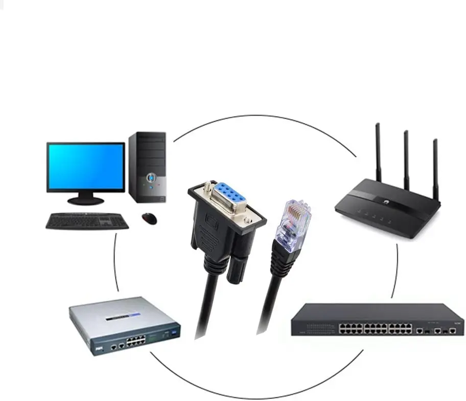 Rj45 To Rs232 Lfhukeji Db9 9pin Serial Port Female To Rj45 Female Cat5 Lan Console