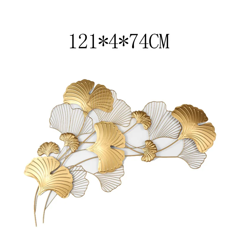 Large Nordic Luxury 3D Metal Iron Ginkgo Home Restaurant Art Decorative Wall