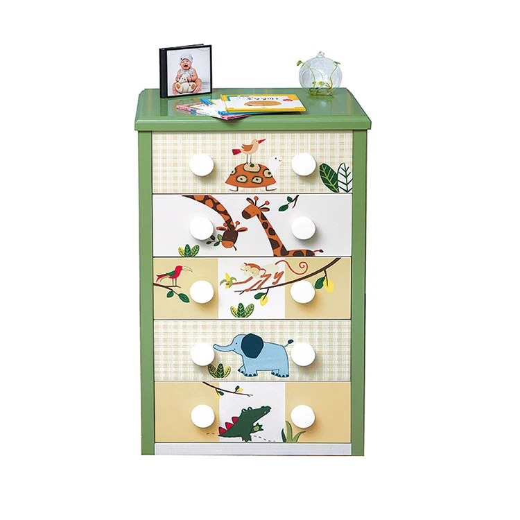Zoo Design High Quality Wooden Child Furniture Five Drawers chest set for Boy