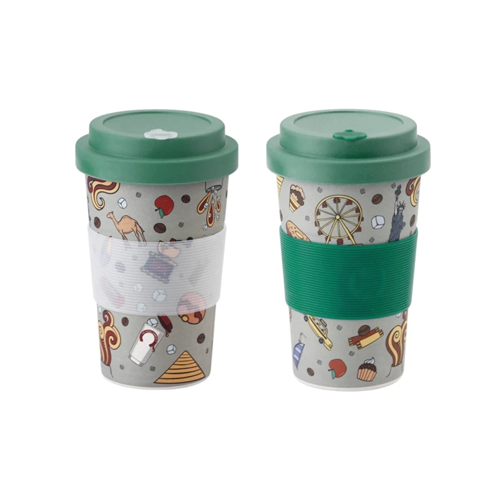 Reusable Coffee Mugs Bamboo Fiber Coffee Cups 8oz 12oz 14oz Eco