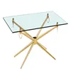 Modern Rectangle Glass Dinning Table Stainless Steel Live Edge Dinning Table