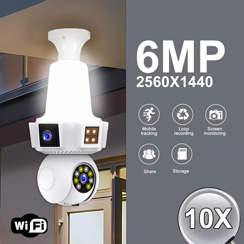 V380pro E27 Wireless Mini Camera Bulb Night Vision Function 3Screen 360 Full-Color 3MP HD Light Camera OEM Real Shenzhen Factory