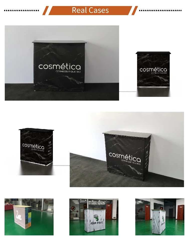 Aluminum promotion portable trade show light weight quick assemble tension fabric pop up display counters