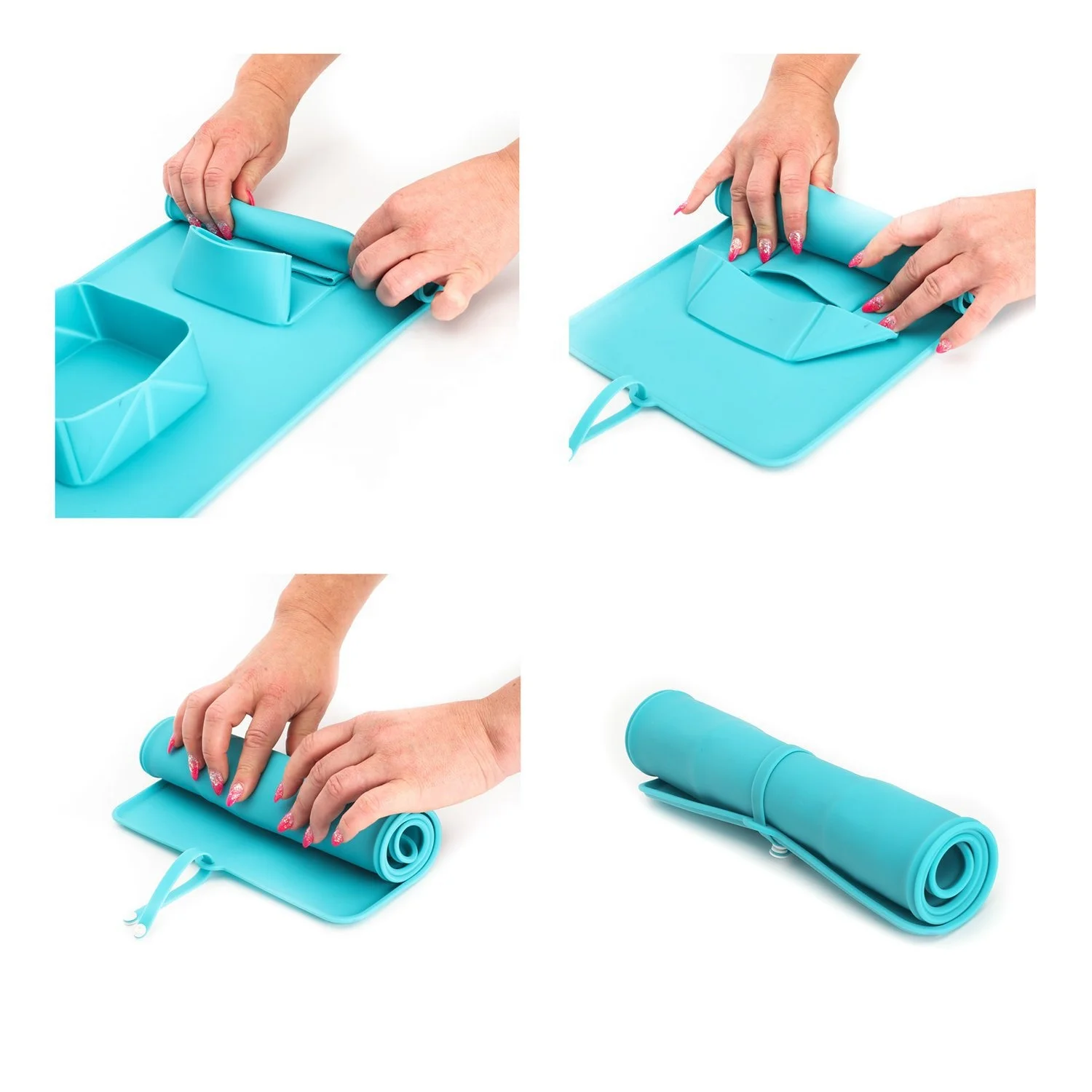 Non-Skid portable fordable travel feeding mat silicone pet bowl