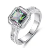 WL038 Trade Assurance New Design Fashion Cubic Colourful Zircon Rings Hollow Out Flower Pattern Women's Wedding Ring
