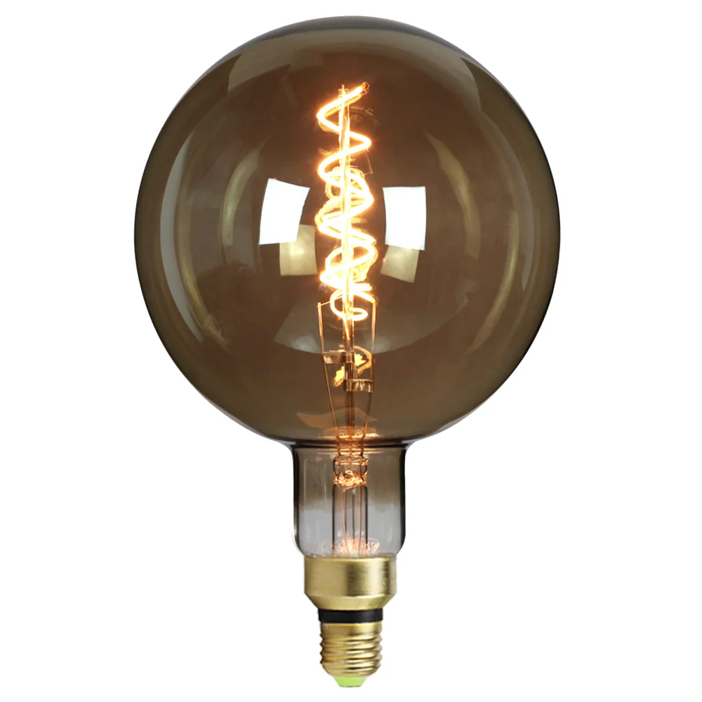 G200 spiral 220-240V 2200K dimmable smoky color oversize led filament bulb