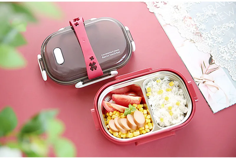 Portable Stainless Steel Insulated Lunch Box With Handle Leak Stop Bento Boxes Microwave Child Student Food Container