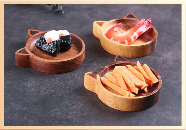 Easy Cleaning & Lightweight Fruit Serving Dishes, Wooden Plates Nut Plate for Dishes Snack