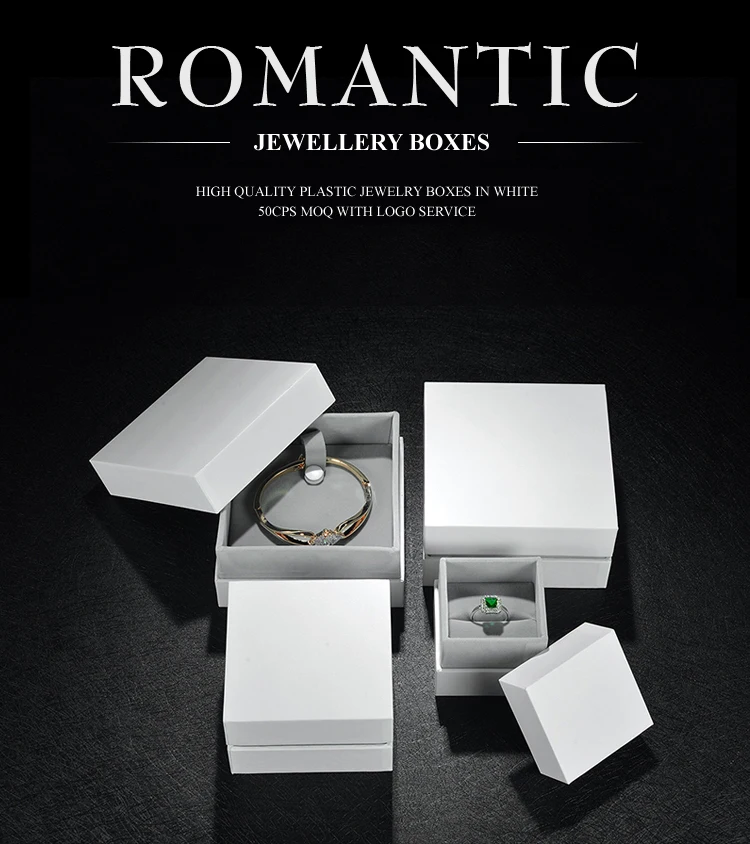 50pcs Guorui White Jewelry Packaging Plastic Boxes Packaging Jewellery