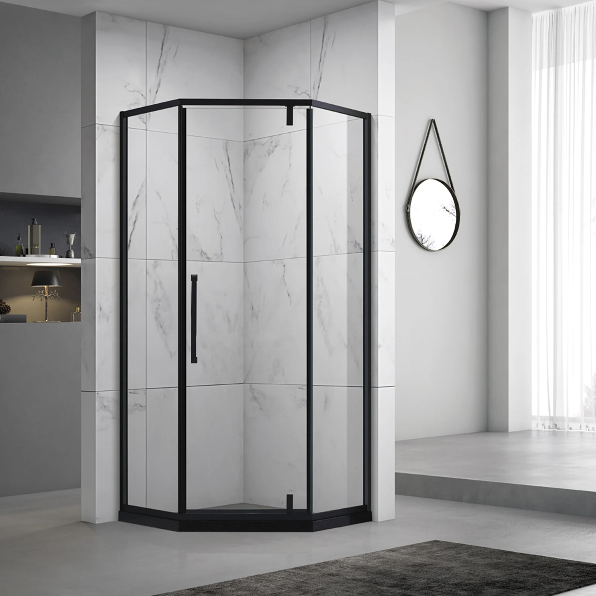 Diamond SUS304 Stainless Steel Aluminum Frame Corner Shower Enclosure Sliding Door for Hotel Apartment Home Bathroom Decoration