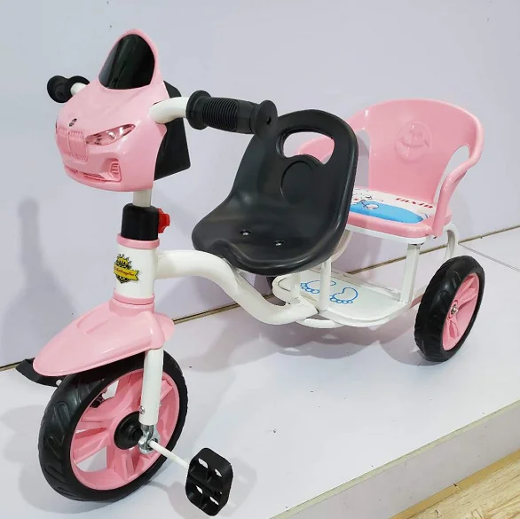 Cheap Price Two Seat Baby Tricycle / Plastic Kids Tricycle With Back