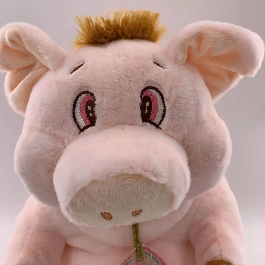流行大眼睛微笑毛绒粉红色猪东西玩具