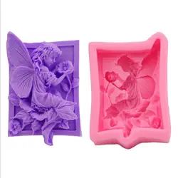 Flower Fairy Angel DIY Baking Sugar Candle Jelly Mousse Bread Chocolate Stand Cake Tools Non-stick Handmade Soap Silicone Molds