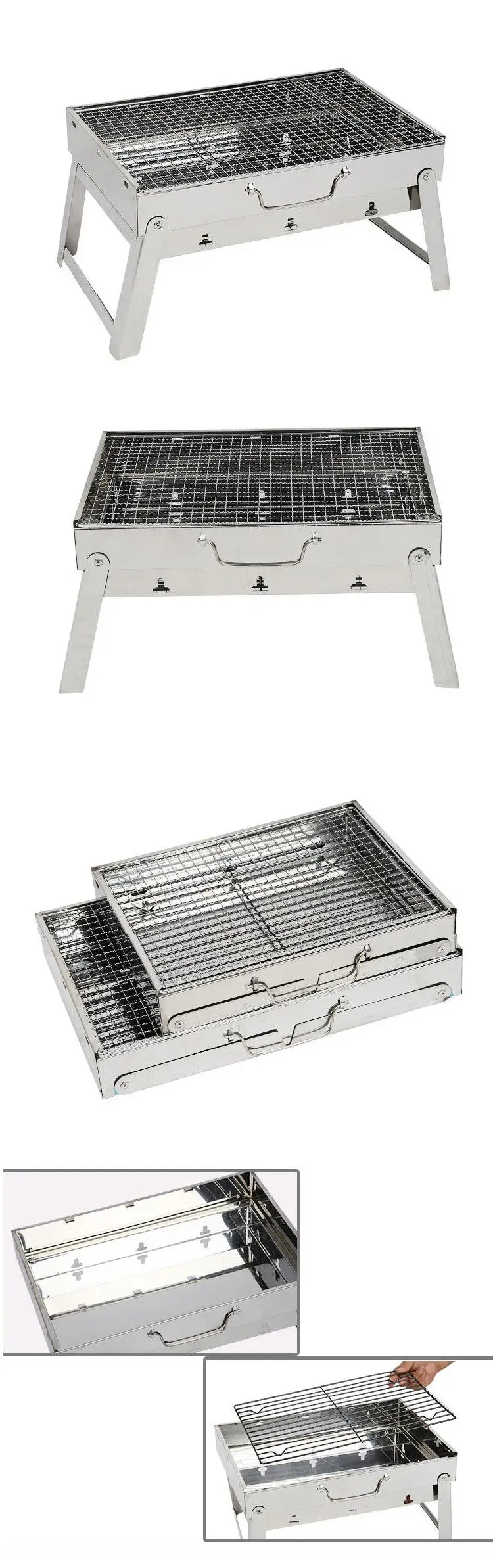 Wholesales outdoor camping folding bbq portable grill cold rolled steel tabletop bbq grill
