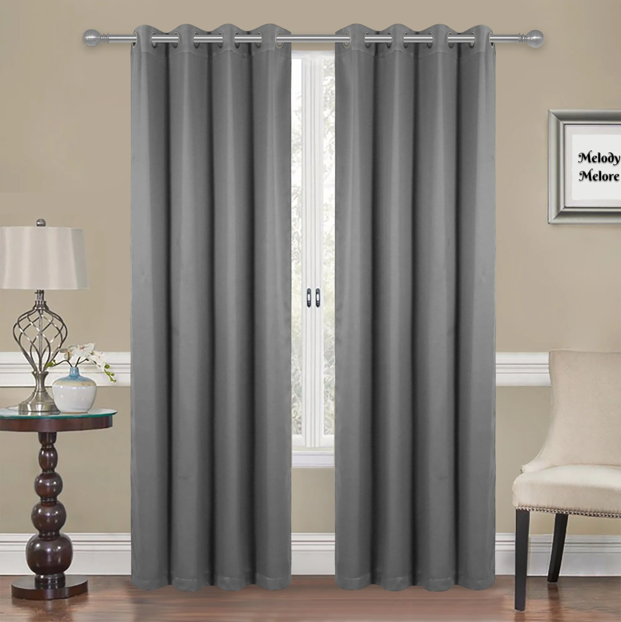 Solid Thermal 100% Blackout Window Curtain Panels Heat and Full Light Blocking Drapes Black Liner curtain for the living room
