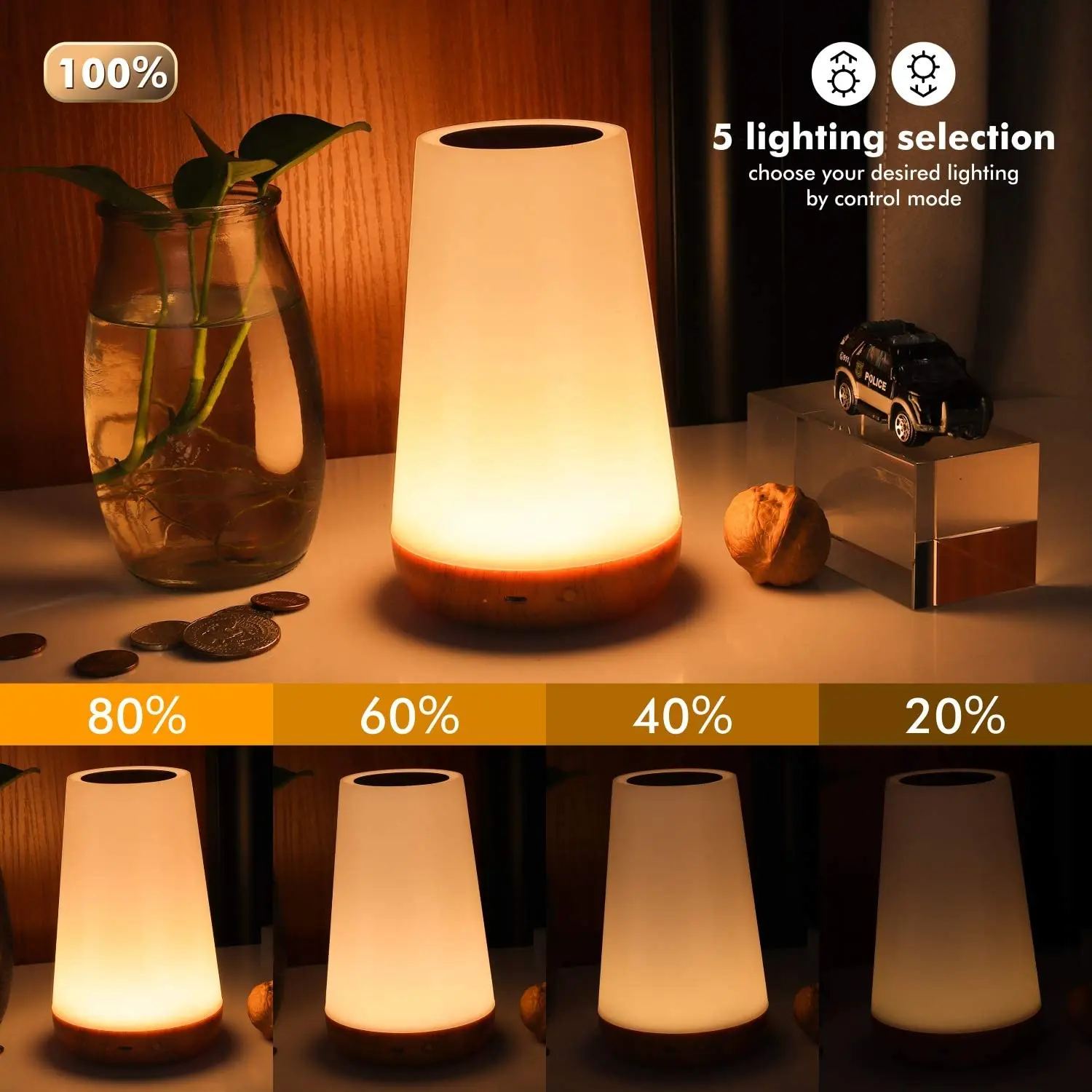 Touch Lamp Portable Table Sensor Control Bedside Lamps With Quick Usb ...