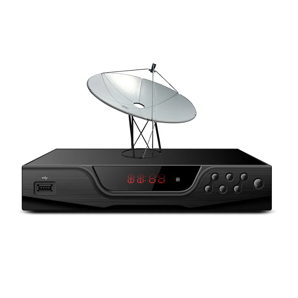 Side-by-side comparison of three satellite TV channels decoders: Koqit, Strong, and GT Media models on a clean workbench