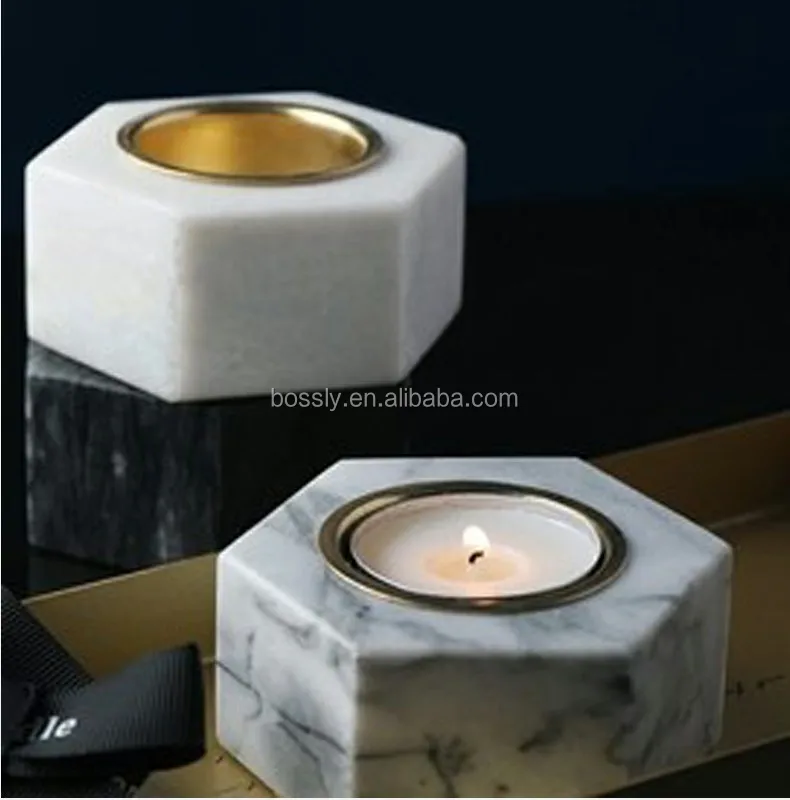 New Luxury Handmade Natural Marble Candle Cup With Lid Candle Holder