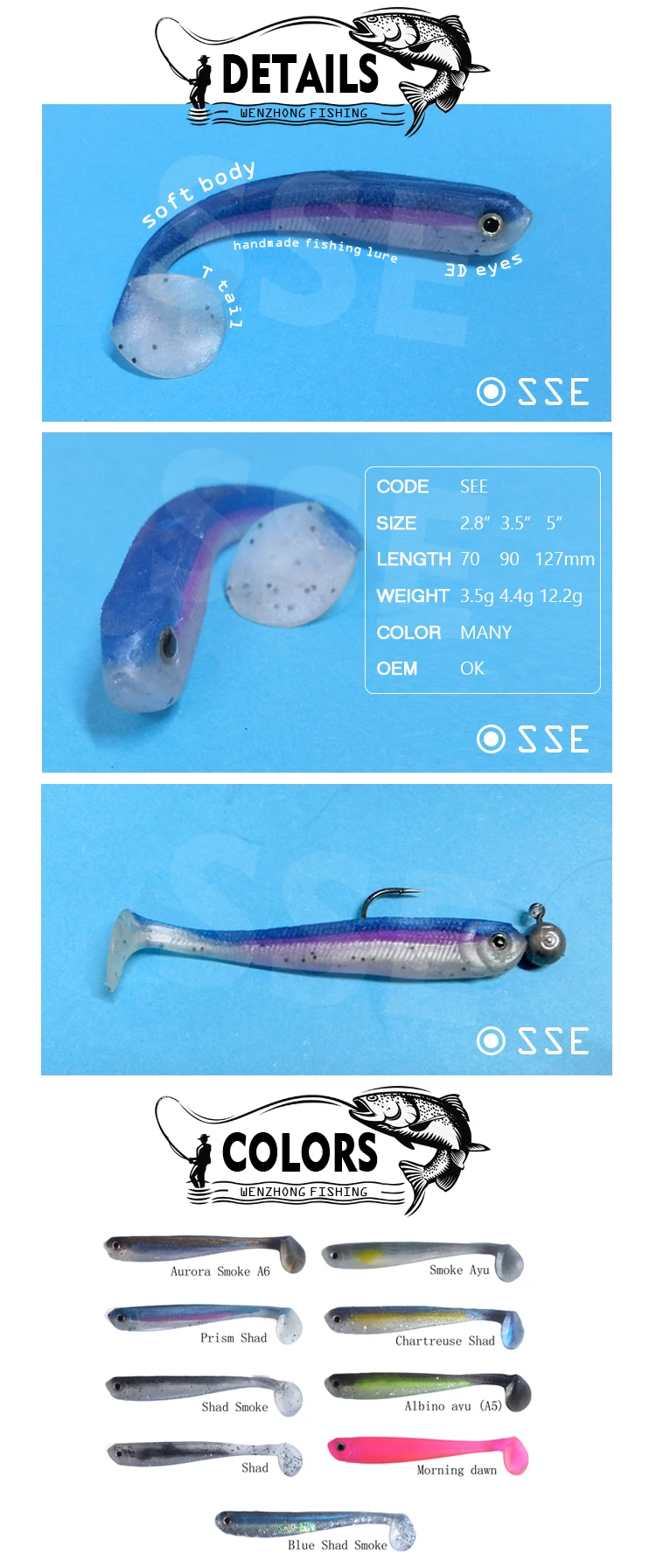 Wz Sse Soft Fishing Baits Wholesale Handmade Fish Bait Artificial